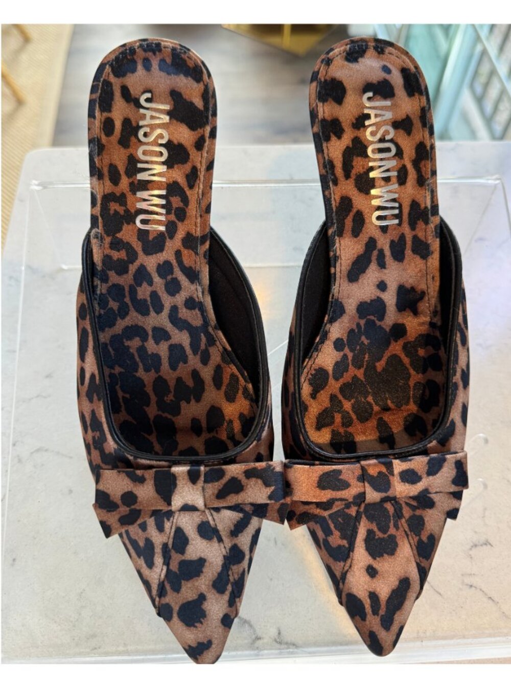 Jason Wu Leopard Mules with Bow Size 7.5
